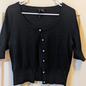 EUC Heart n Crush Women Black Button up Half Sweater L.